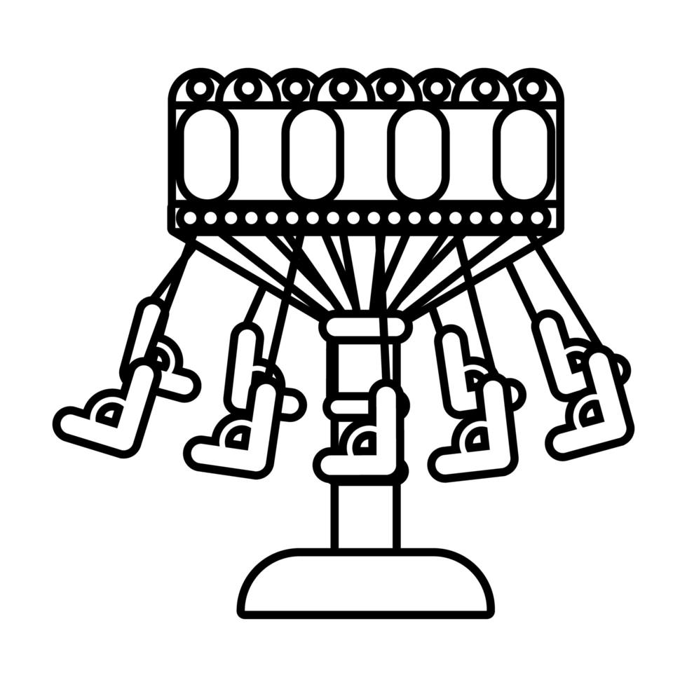 chairs flying mechanical fairground attraction line style icon vector