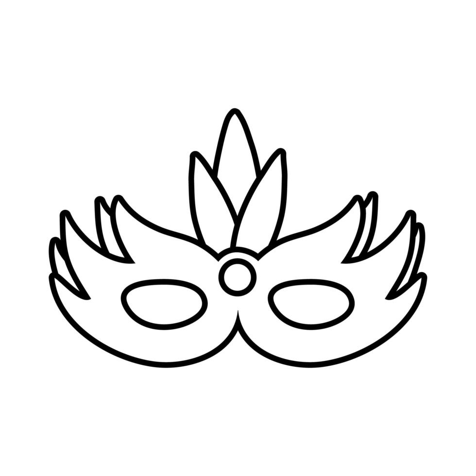 carnival mask with feathers line style icon vector