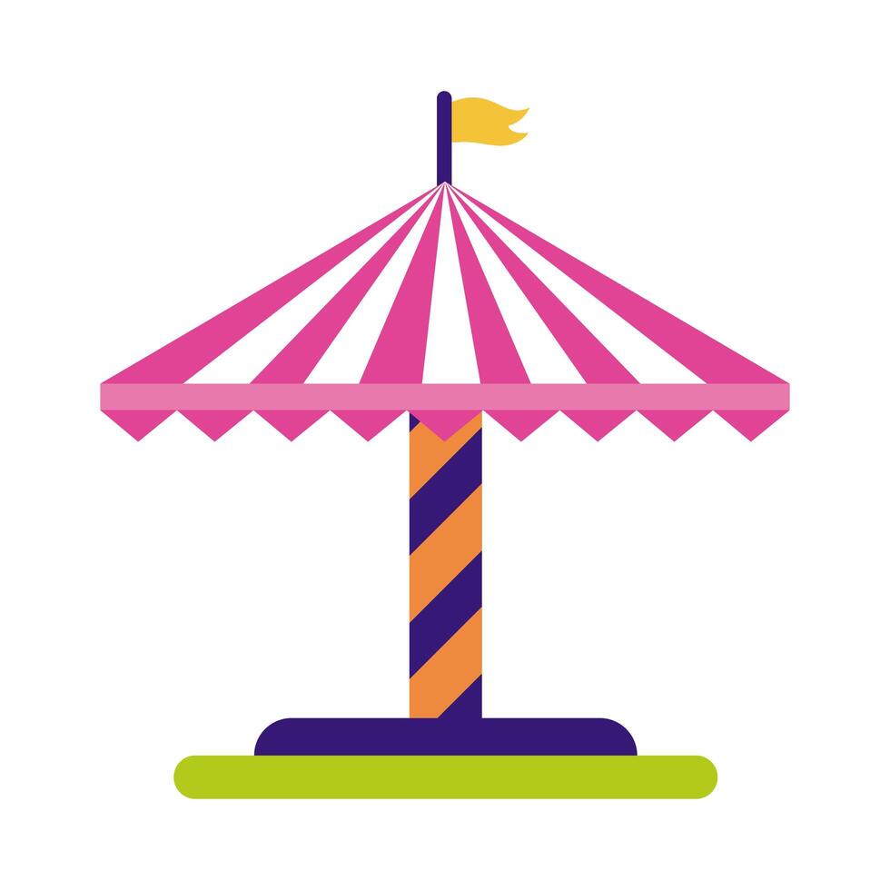 tent spin mechanical fairground attraction flat style icon vector