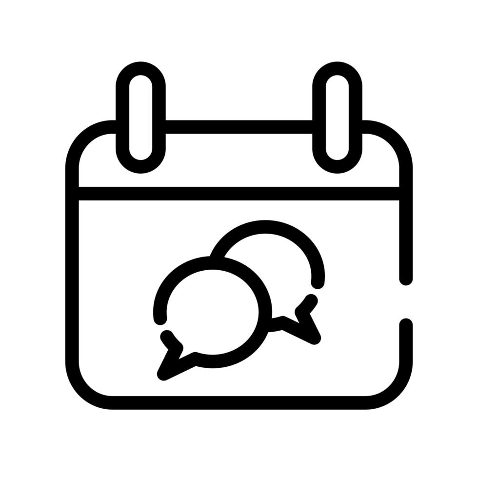 calendar reminder with speech bubble line style icon vector