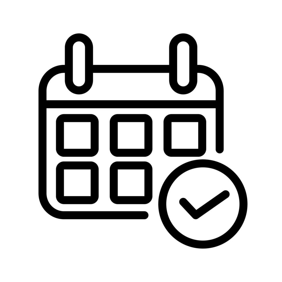 calendar reminder with check like line style icon vector