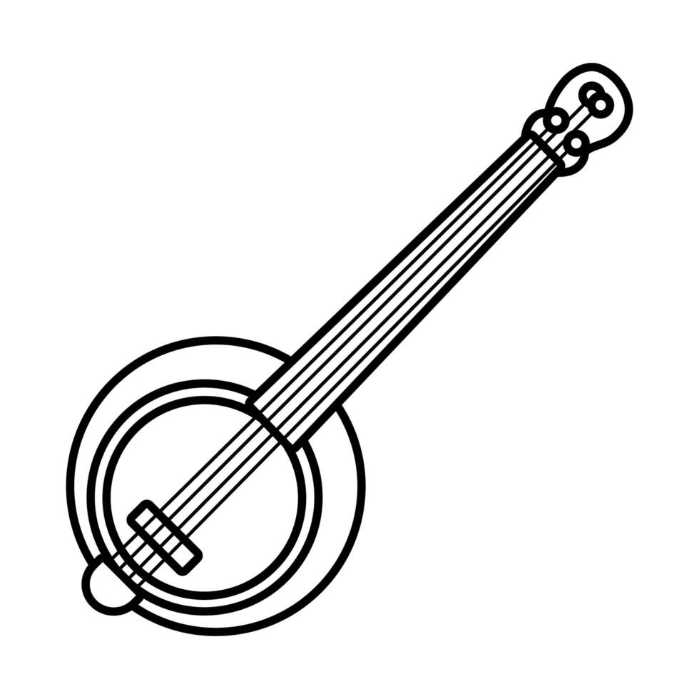 icono de estilo de línea de instrumento de cuerda banjo vector