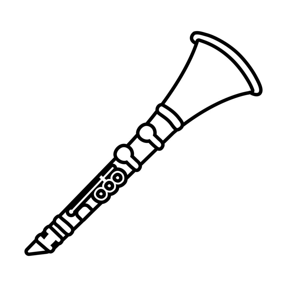 clarinete instrumento de aire icono de estilo de línea musical vector