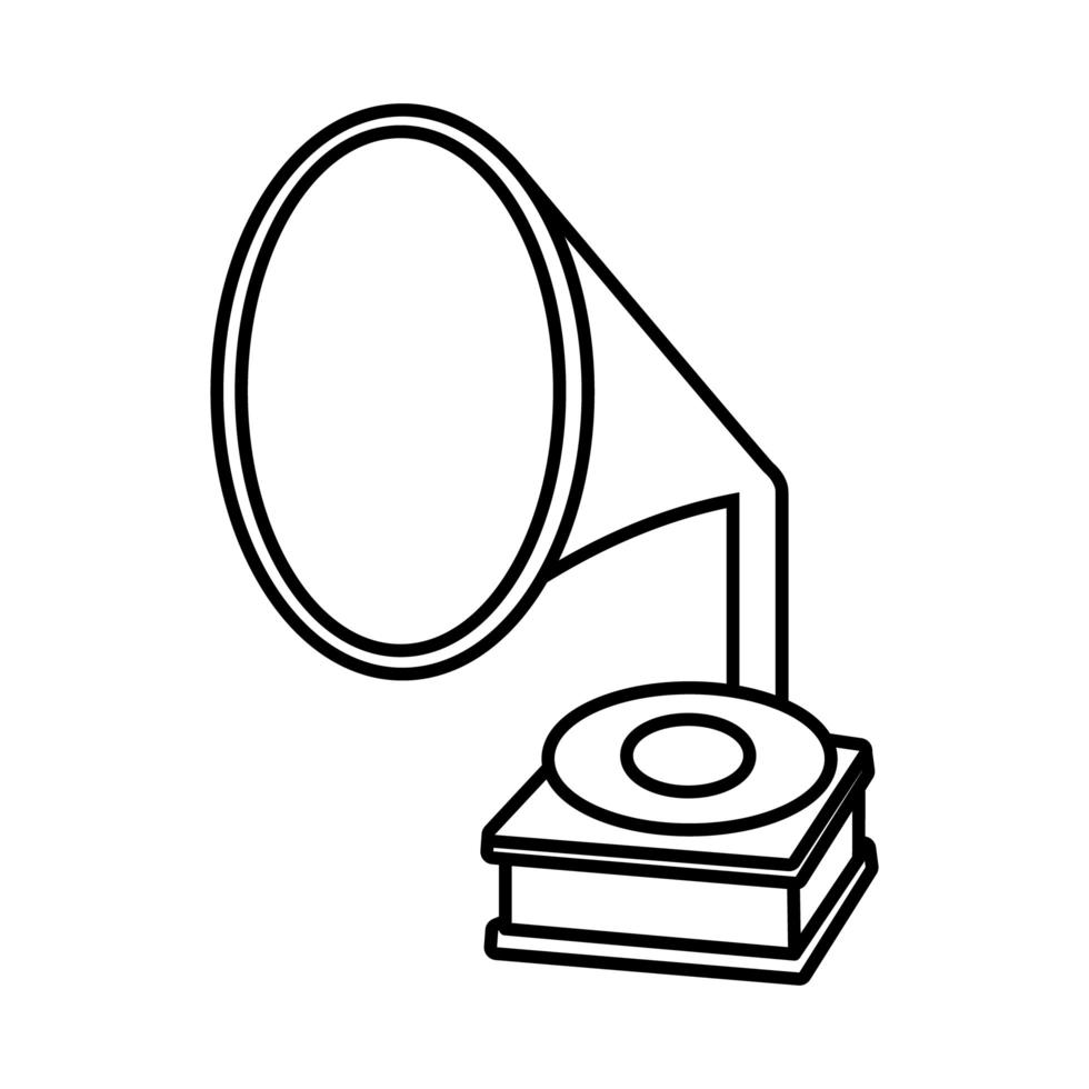 icono de estilo de línea de reproductor de música de gramófono vector