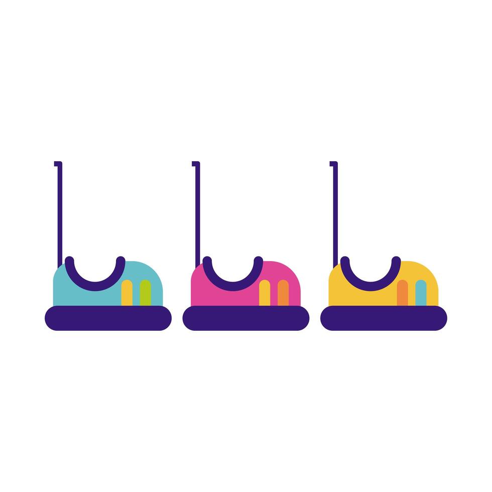 bumpers cars mechanical fairground attraction flat style icon vector