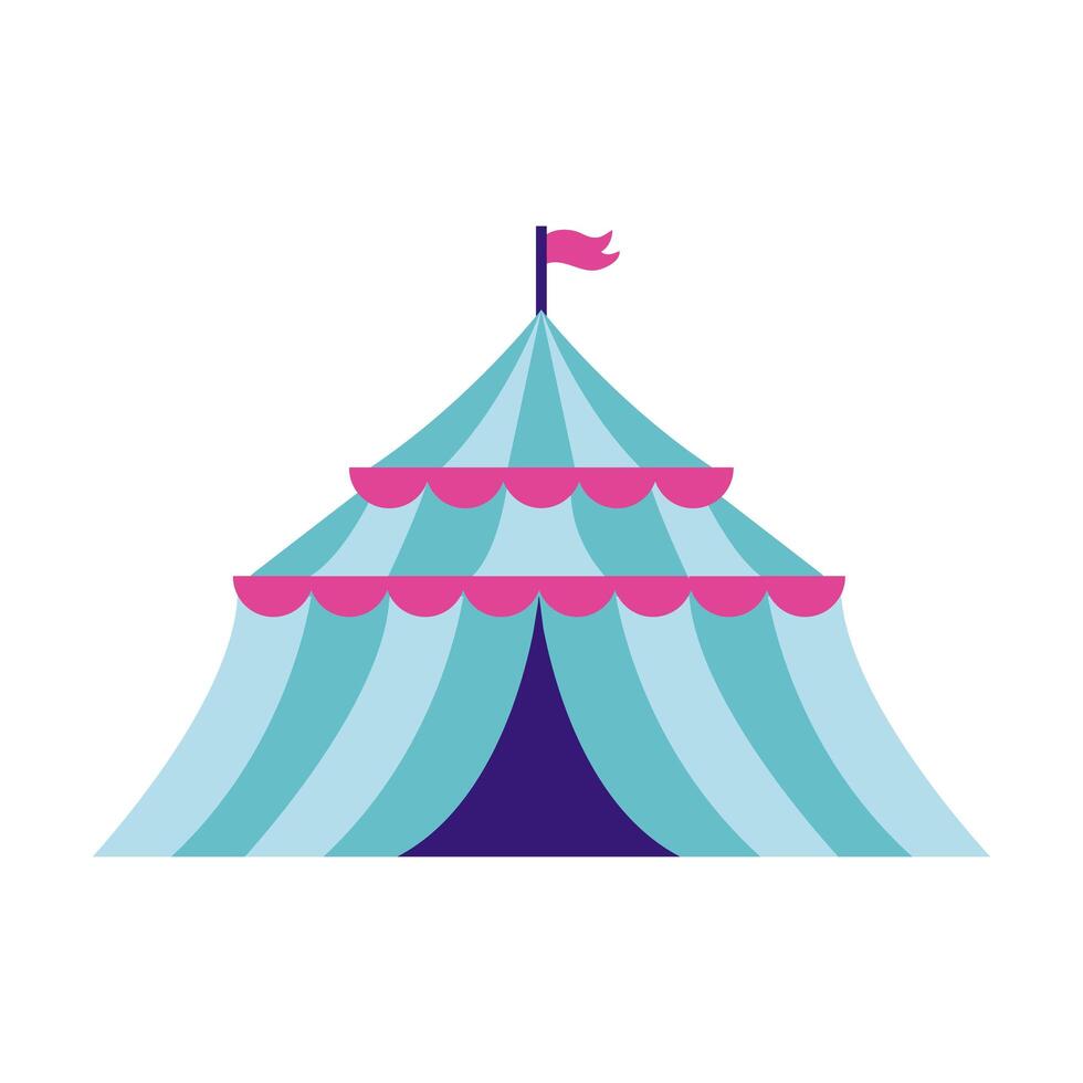 carpa de circo feria icono de estilo plano vector