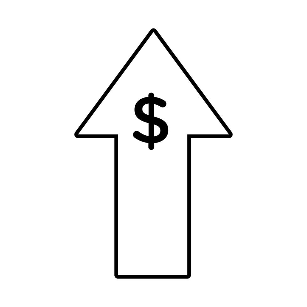 flecha hacia arriba con símbolo de dinero en dólares vector