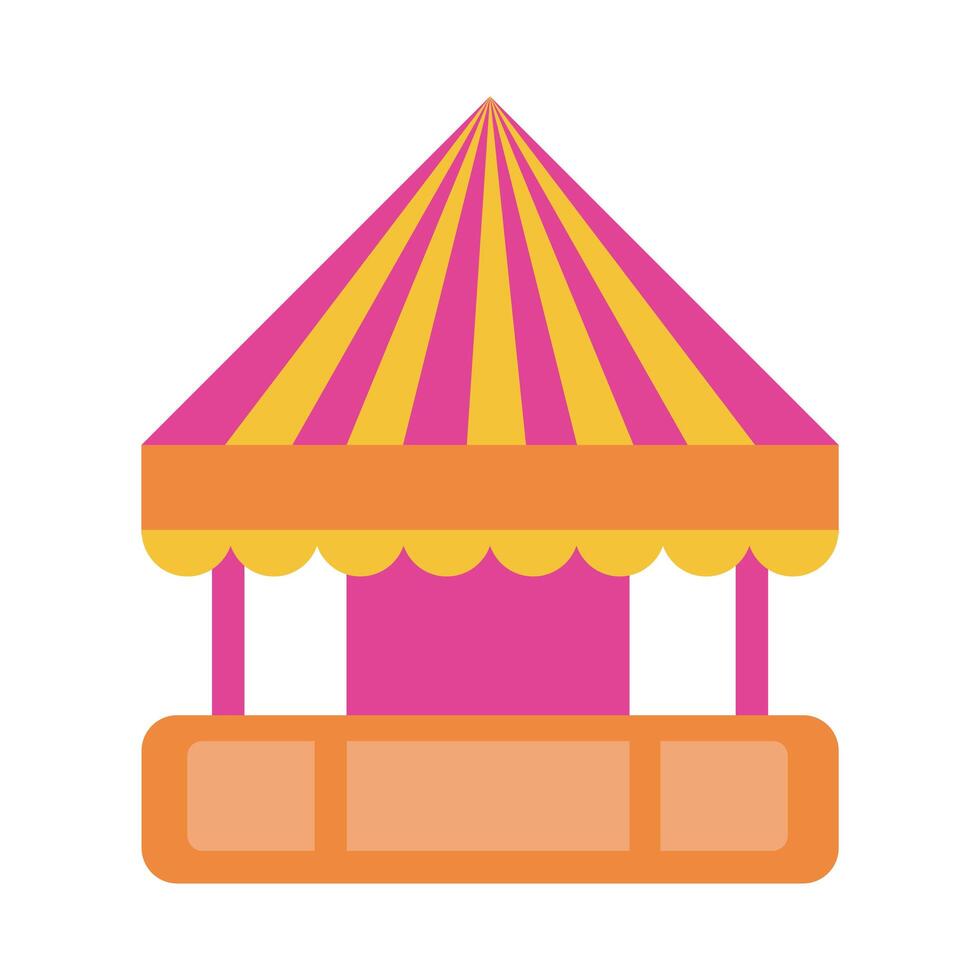 tent kiosk mechanical fairground attraction flat style icon vector