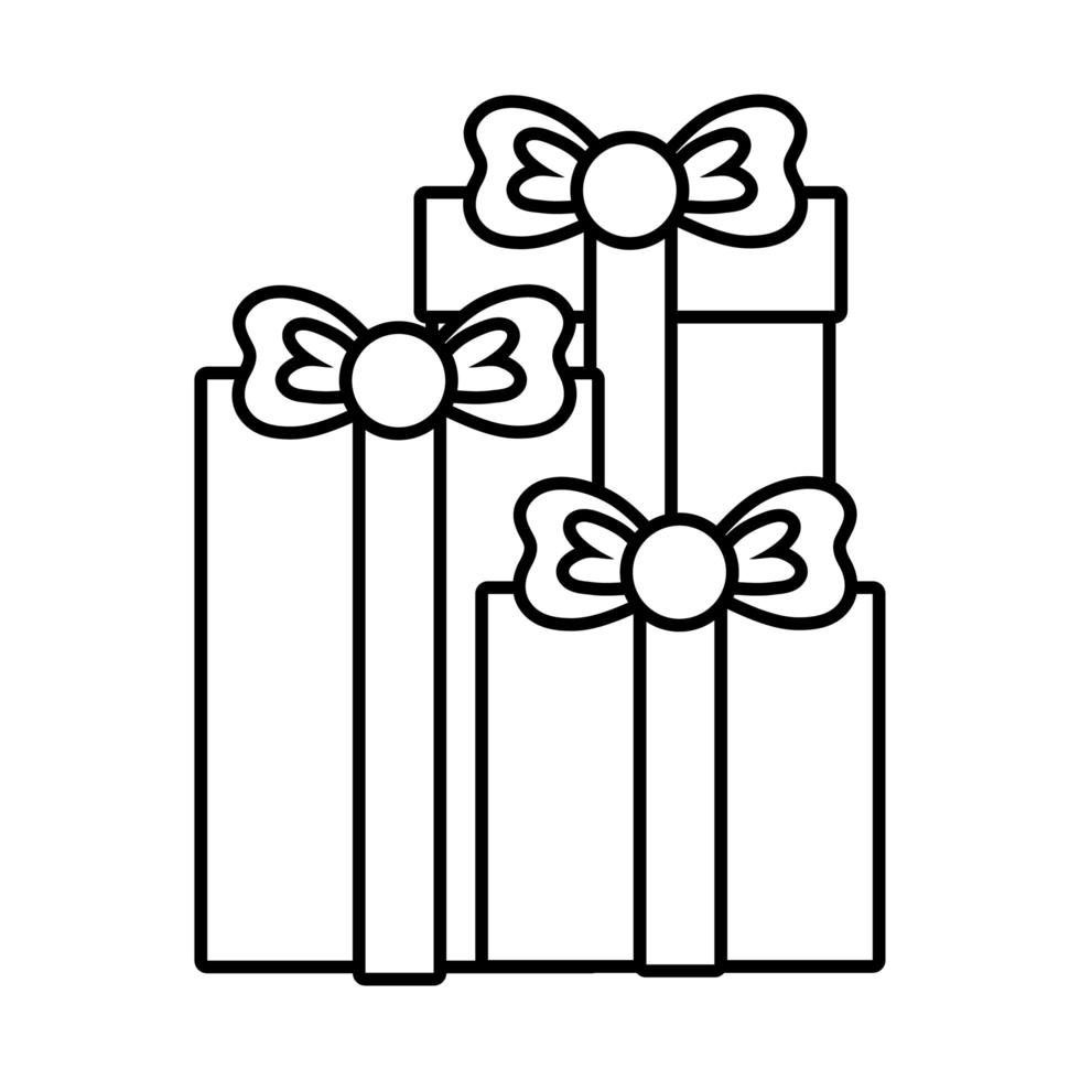gifts boxes presents style line icon vector