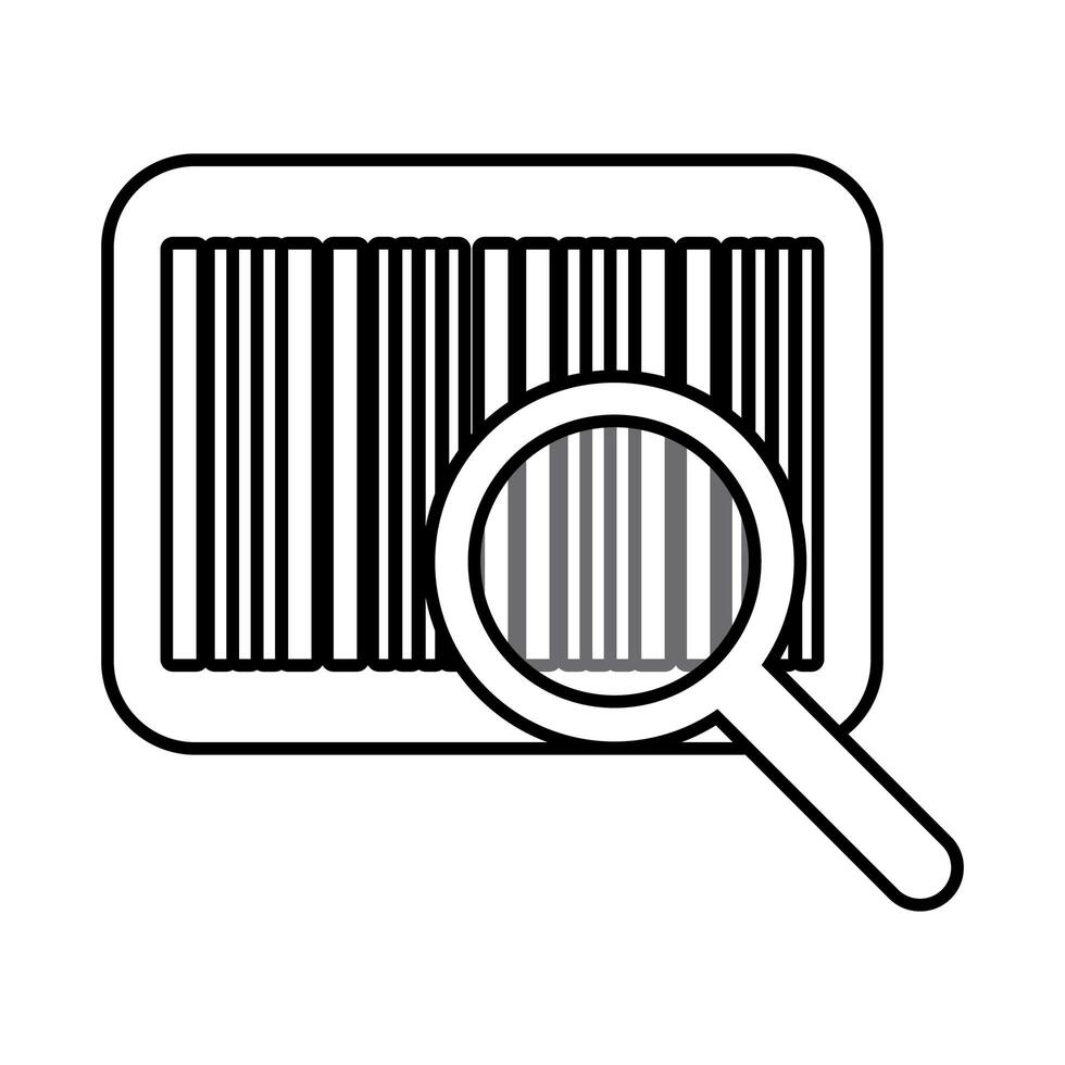 bar code with magnifying glass line style icon vector