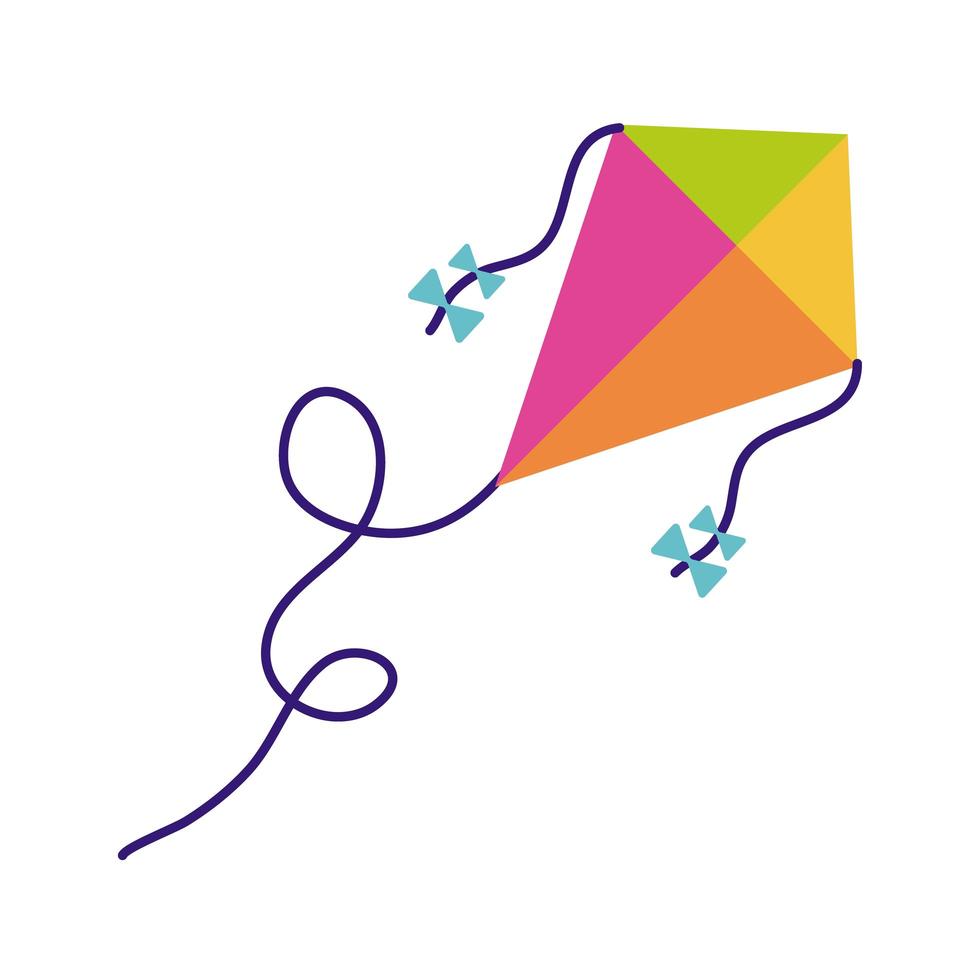 kite flying toy flat style icon vector