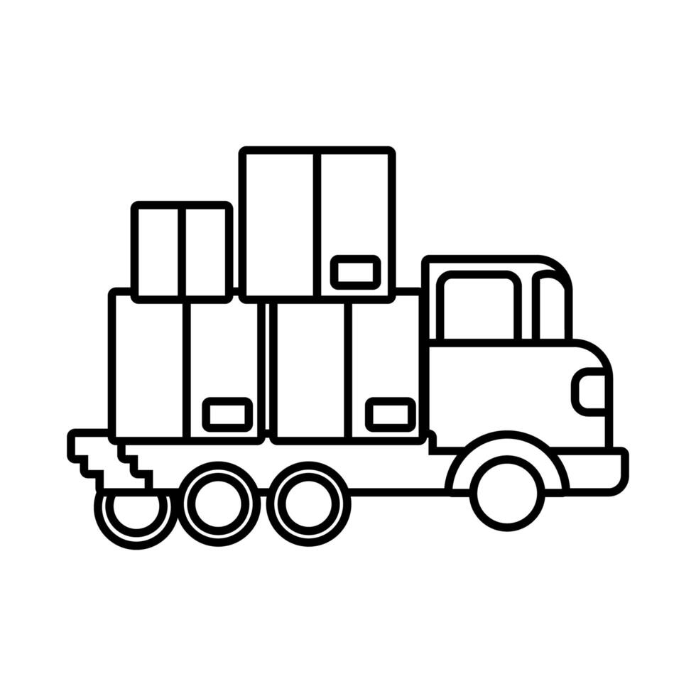 truck with boxes carton delivery service line style icon vector