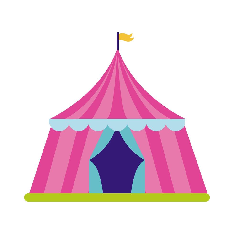 carpa de circo feria icono de estilo plano vector