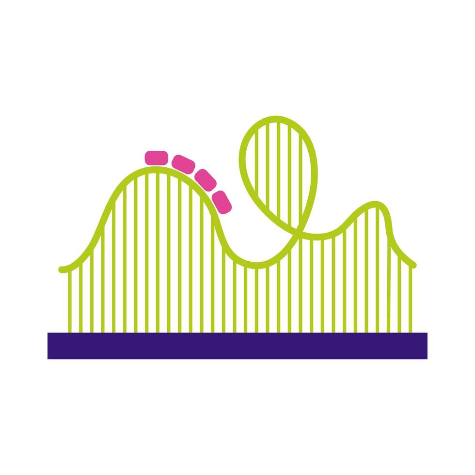 roller coaster mechanical fairground attraction flat style icon vector