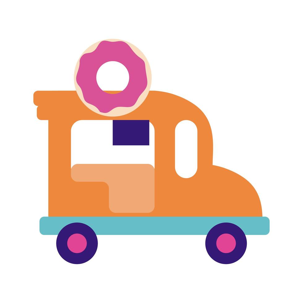 donuts fair car flat style icon vector