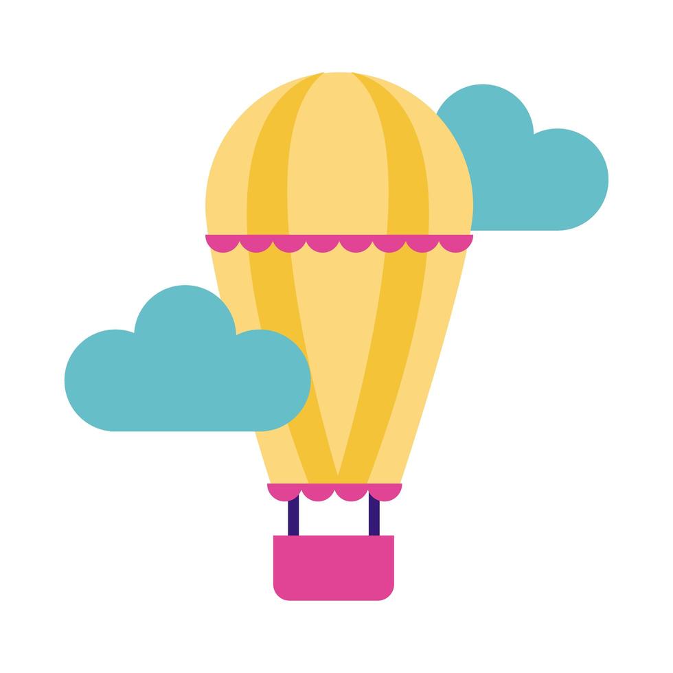 balloon air hot flying flat style icon vector