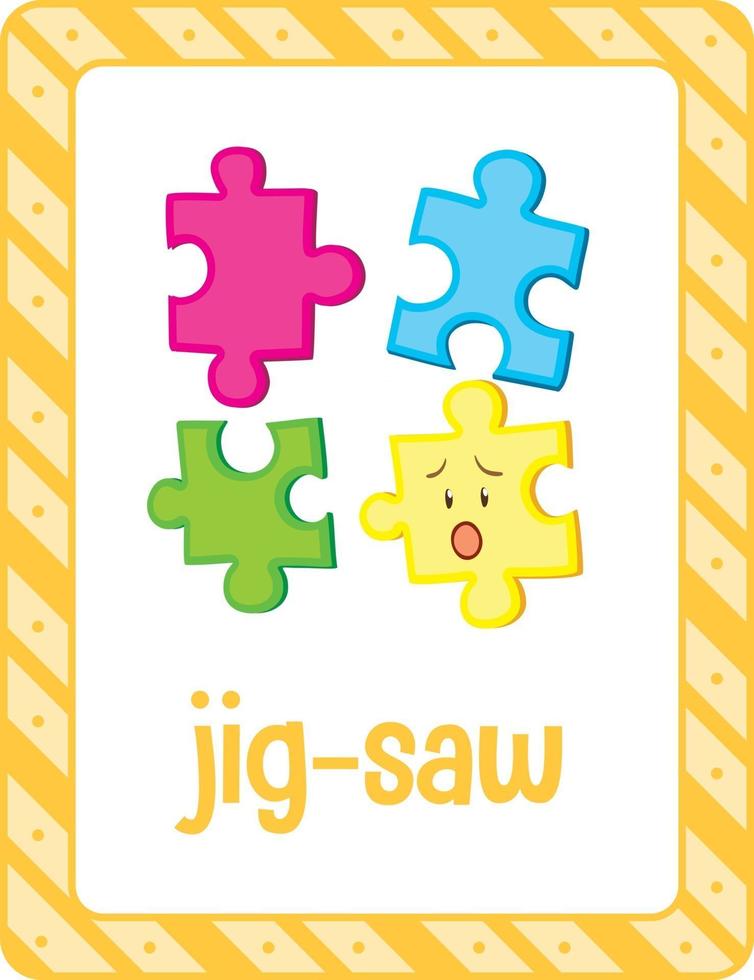 Vocabulary flashcard with word Jig-saw vector