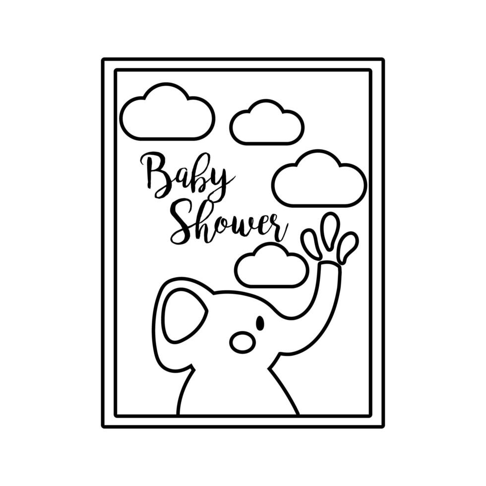 letras de baby shower con estilo de línea de elefante vector