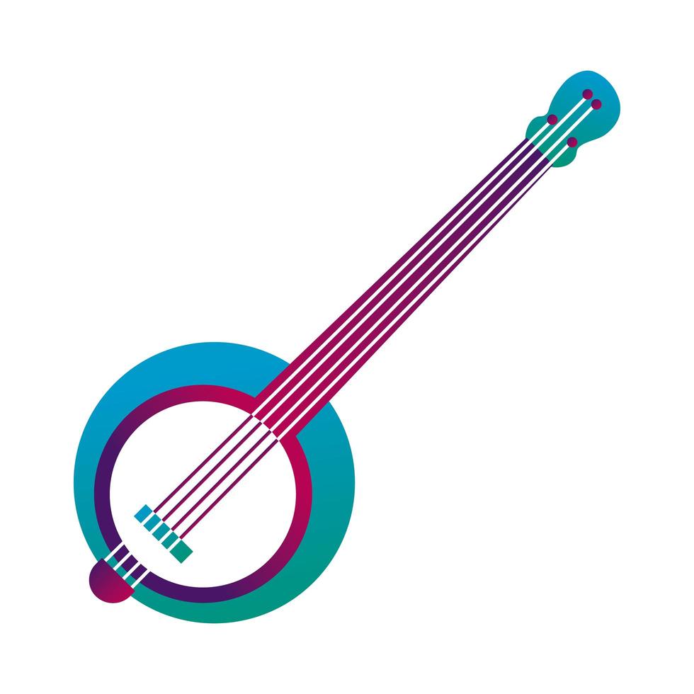 banjo string instrument line and fill style icon vector