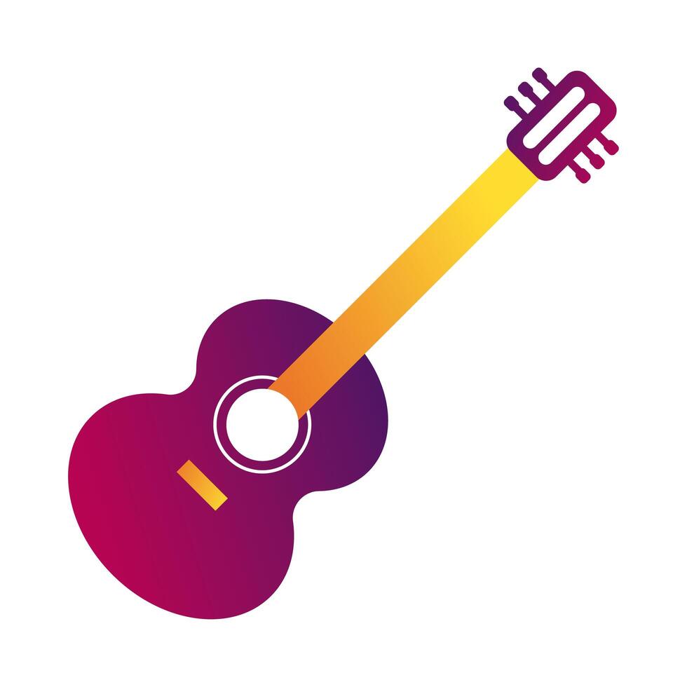 guitar musical instrument line and fill style icon vector