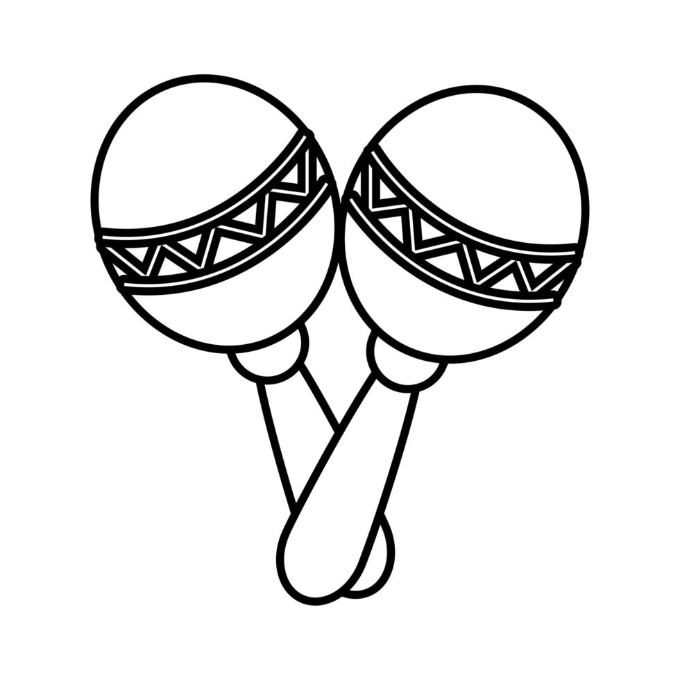 maracas musical instrument line style vector