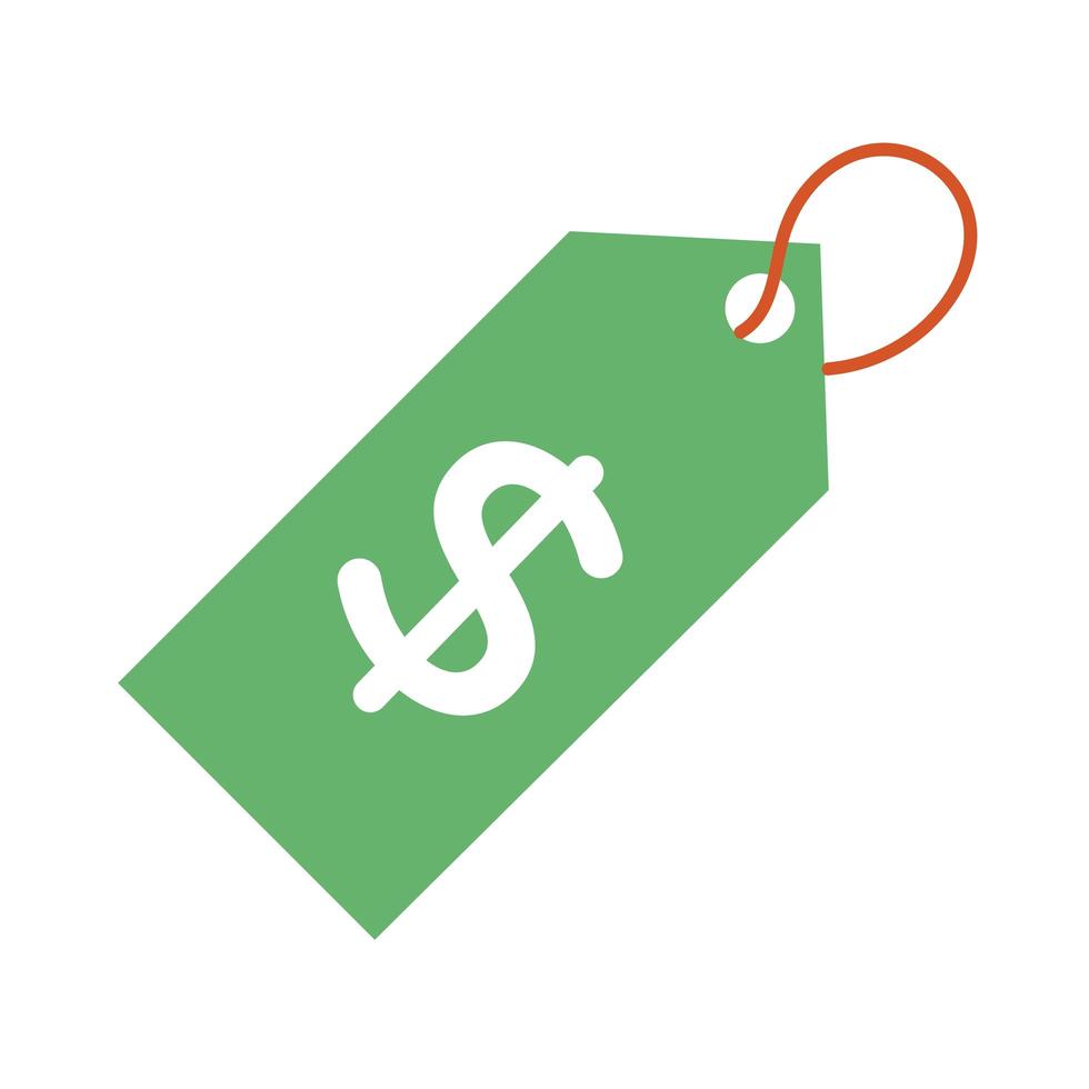 tag hanging with price line and fill style icon vector