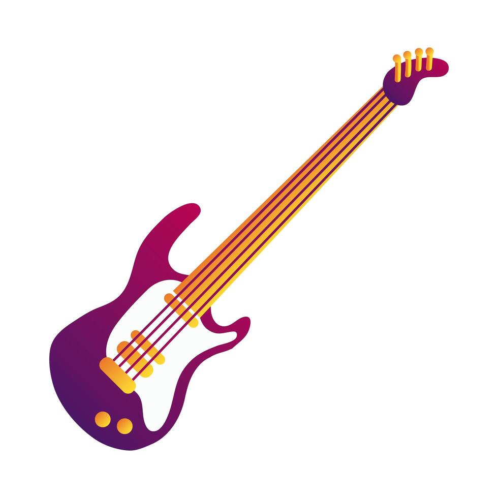 electric guitar instrument musical style line and fill icon vector