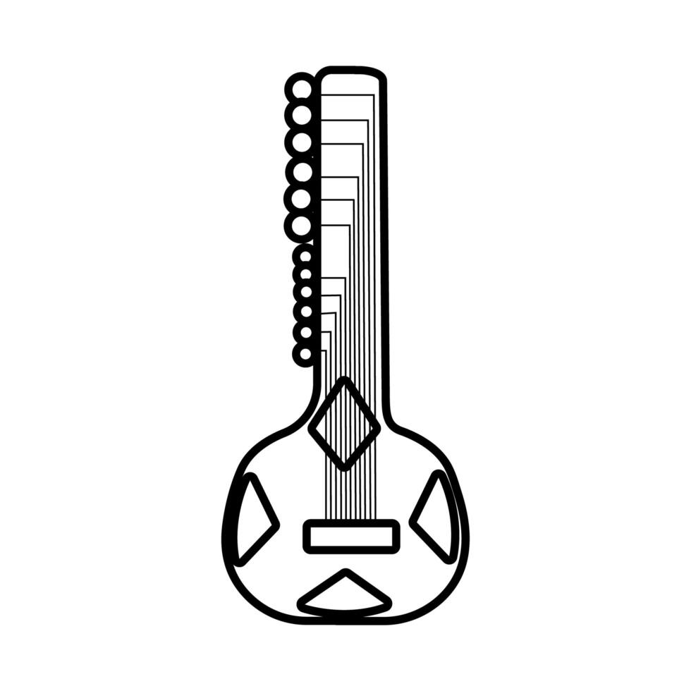 guitar of eleven strings instrument line style icon vector