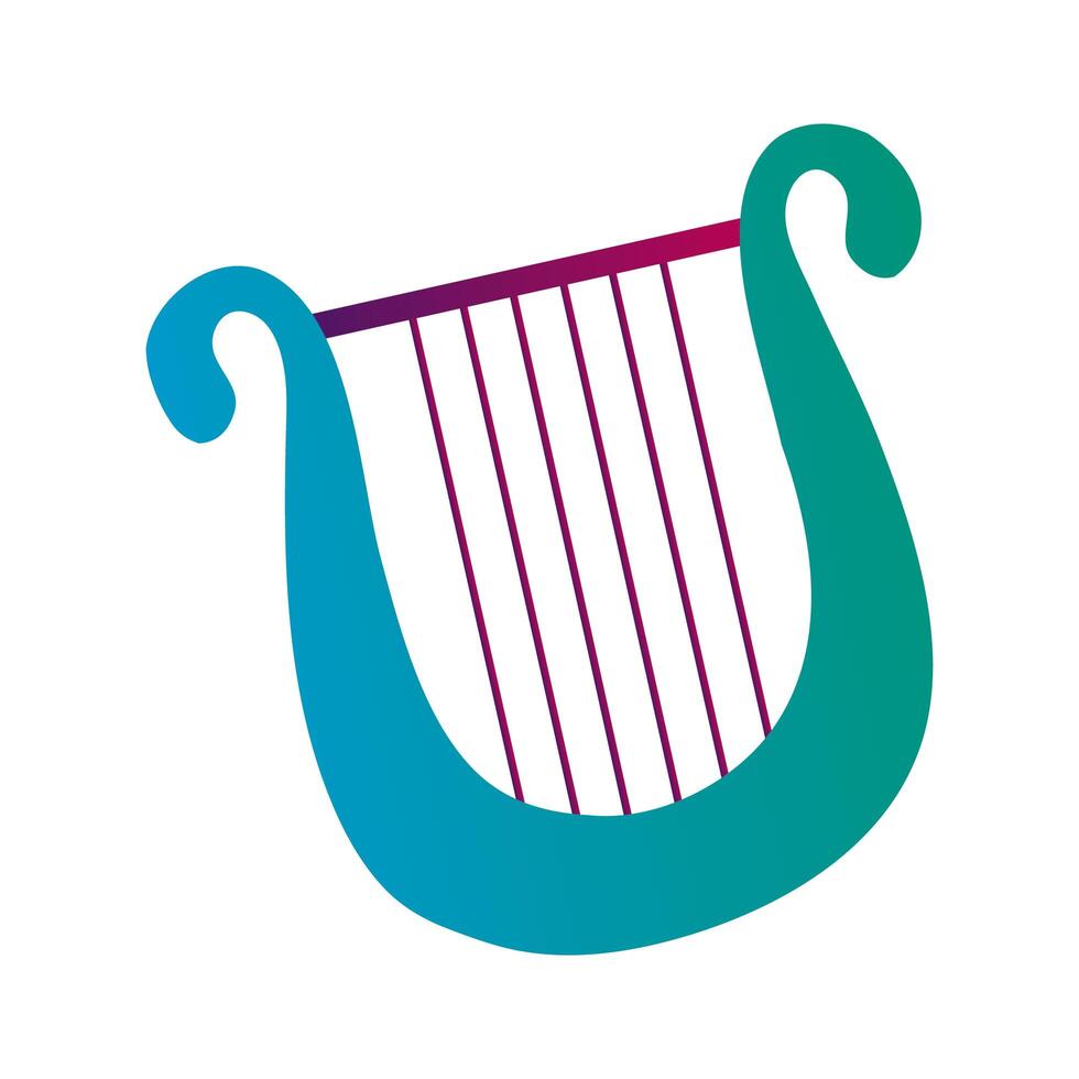 lyre string instrument line and fill style vector