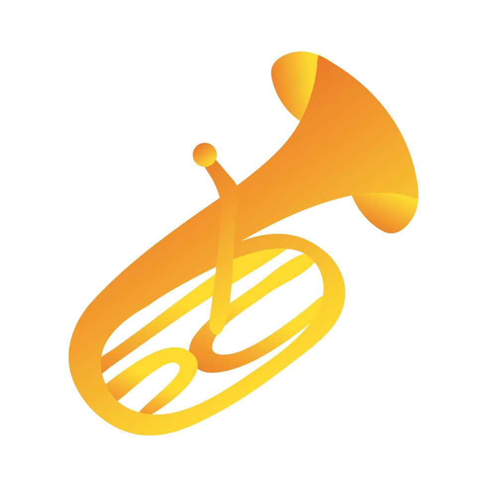 icono de estilo de relleno y línea musical de instrumento de aire de tuba vector