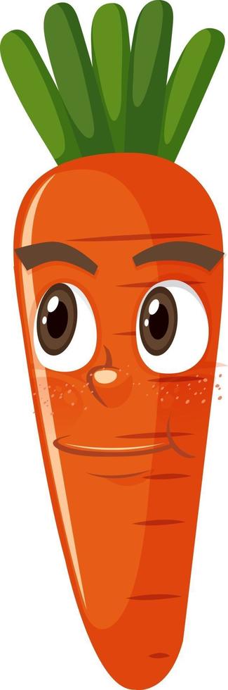 Carrot cartoon character with facial expression vector