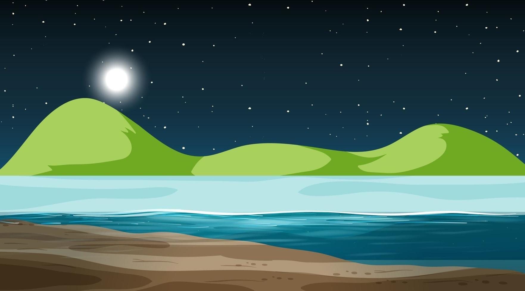 Blank nature landscape at night scene with mountain background vector