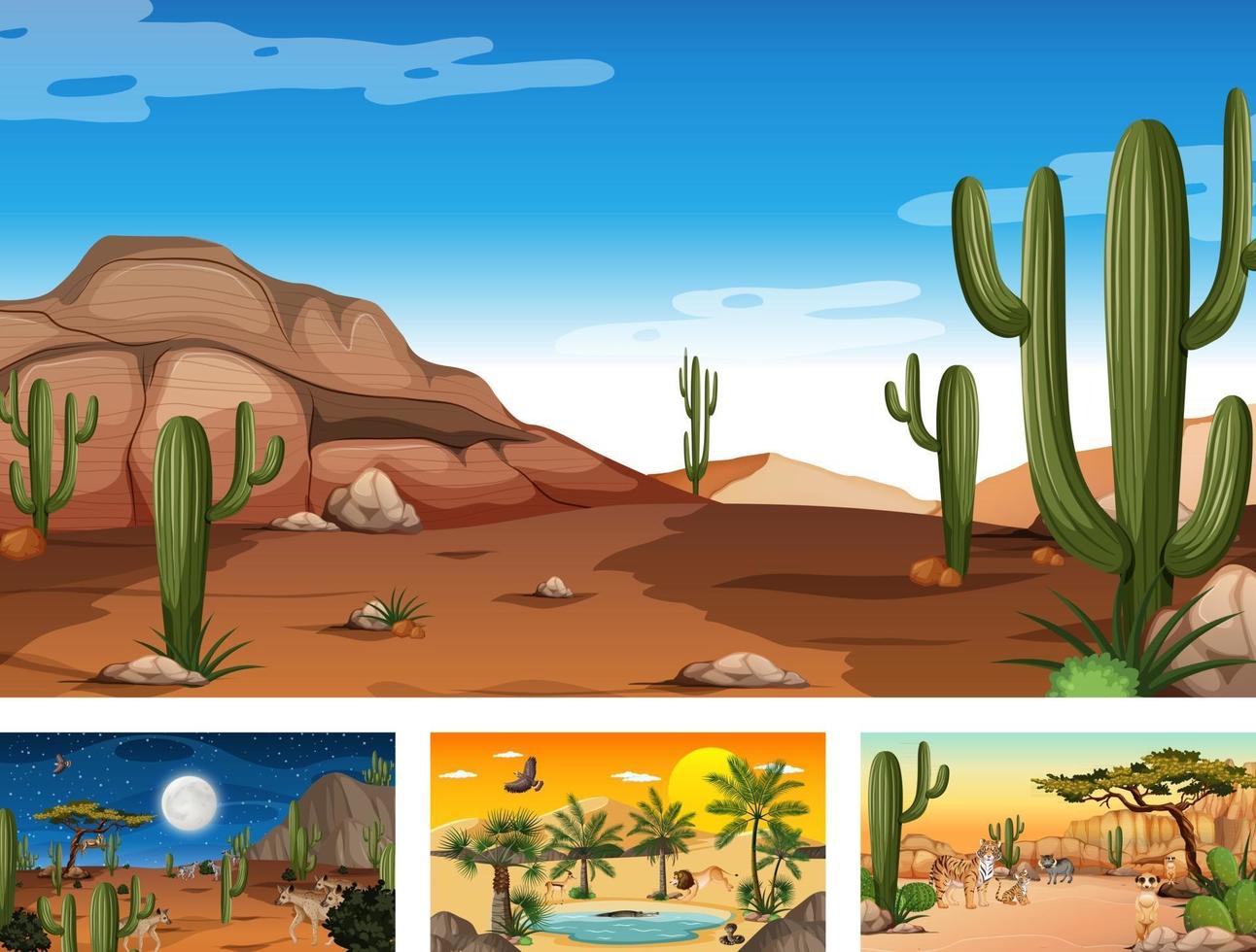 Different desert forest scenes with animals and plants 2600075 Vector Art at Vecteezy Different desert forest scenes with animals and plants 2600075 Vector Art at Vecteezy