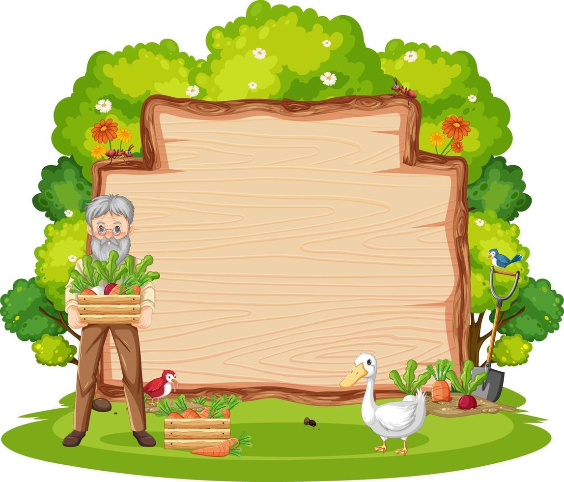 Empty banner template in the farm scene isolated on white background vector