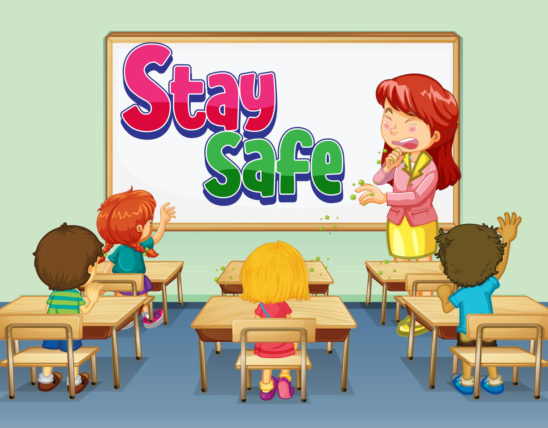 Stay Safe Font Design On White Board In The Classroom Scene 2600210 stay-safe-font-design-on-white-board-in-the-classroom-scene-2600210