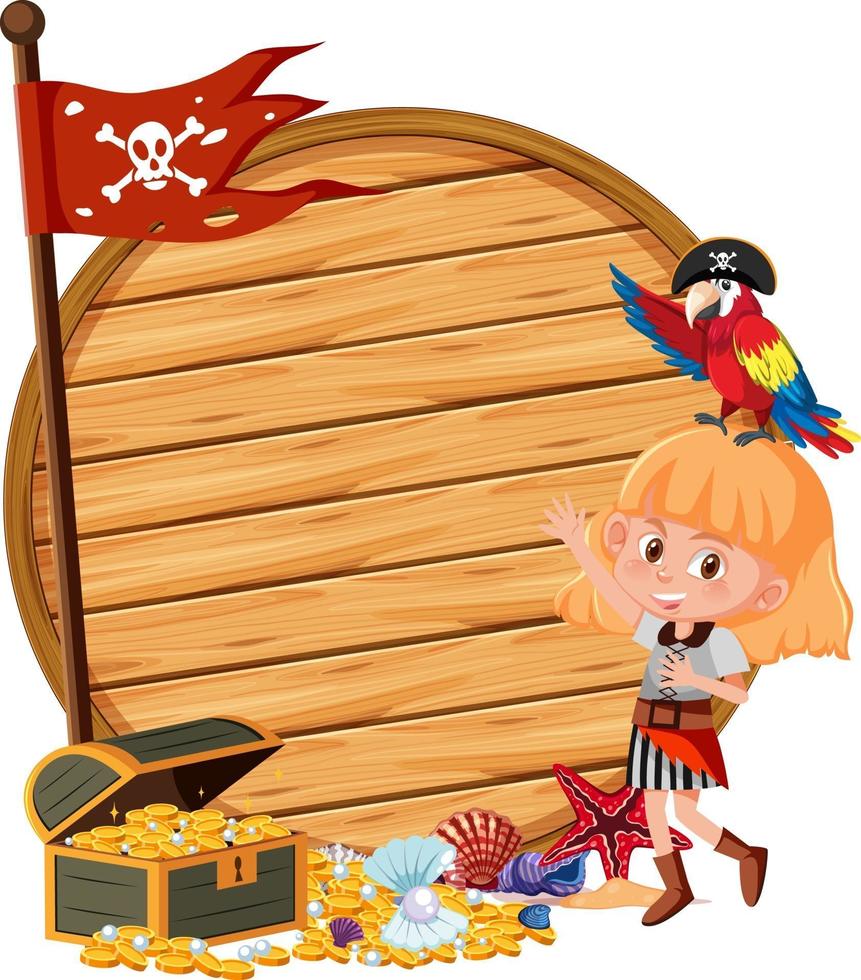 Pirate island with an empty banner isolated on white background vector