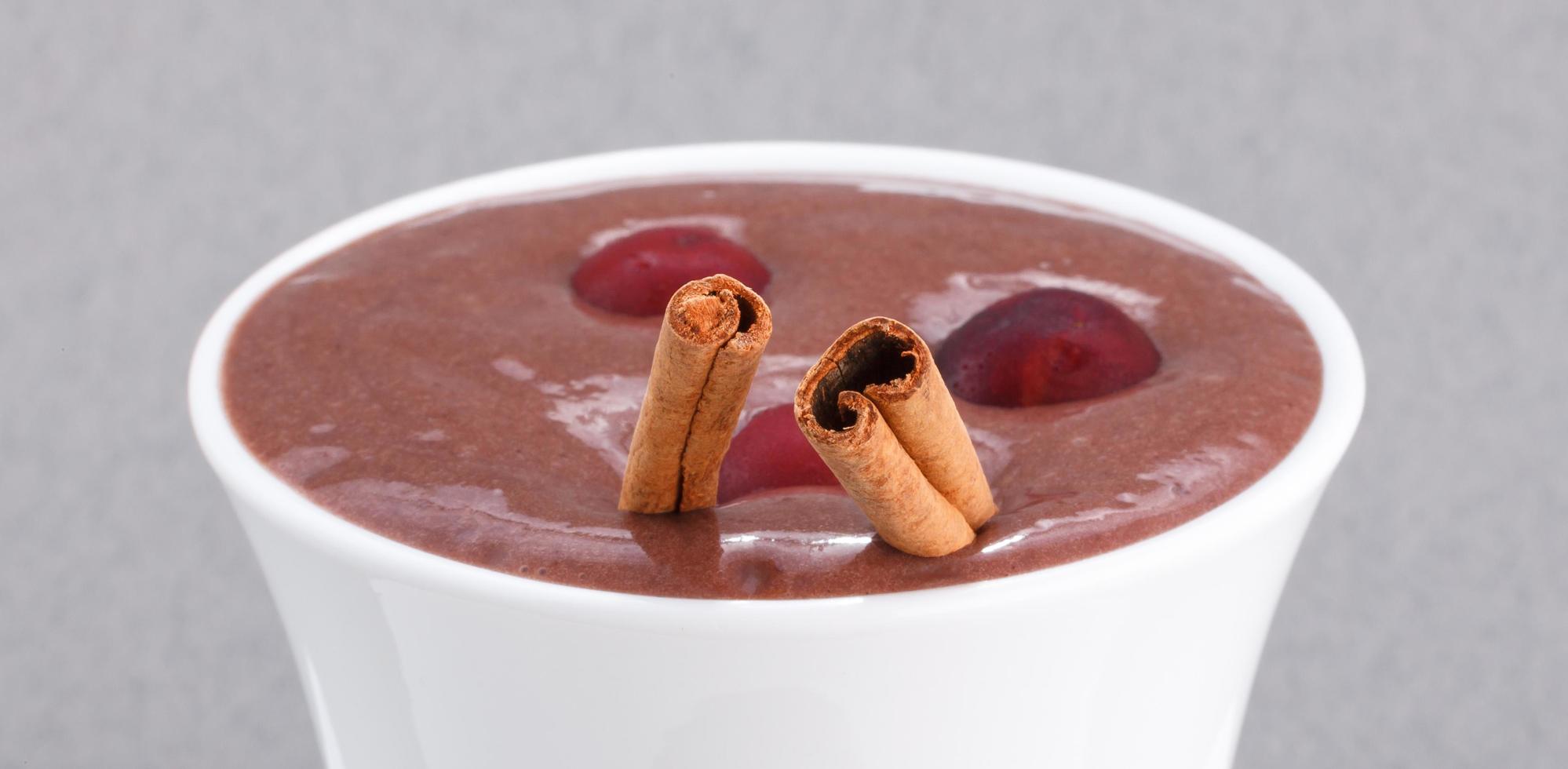 Restaurant desserts mousse with cinnamon and berries photo
