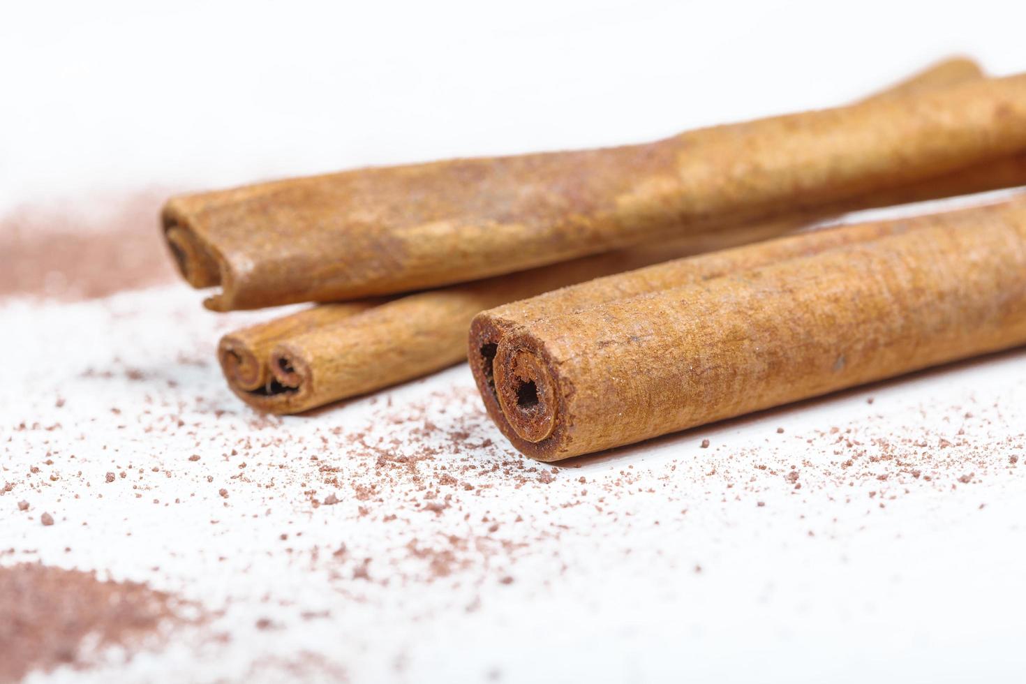 Cinnamon sticks and cocoa powder accessories for a cozy winter evening near the fireplace with a glass of wine photo