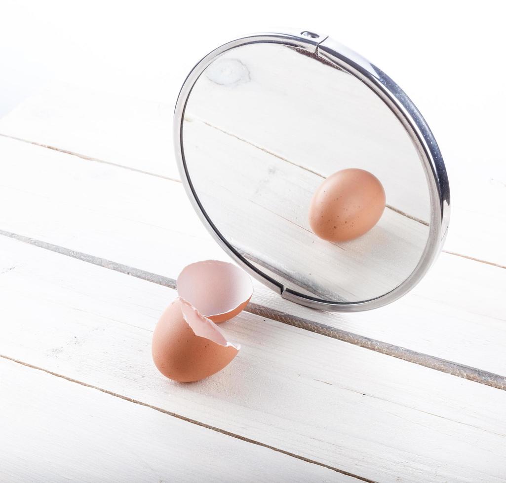 Imagination in the mirror, concept inside and outside photo
