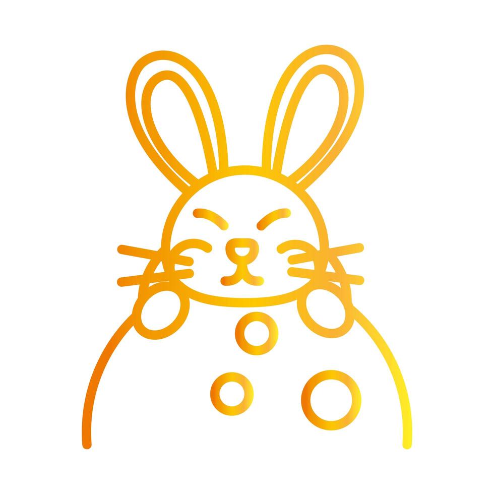 feliz festival del medio otoño lindo conejo en la luna decoración icono de estilo degradado de dibujos animados vector