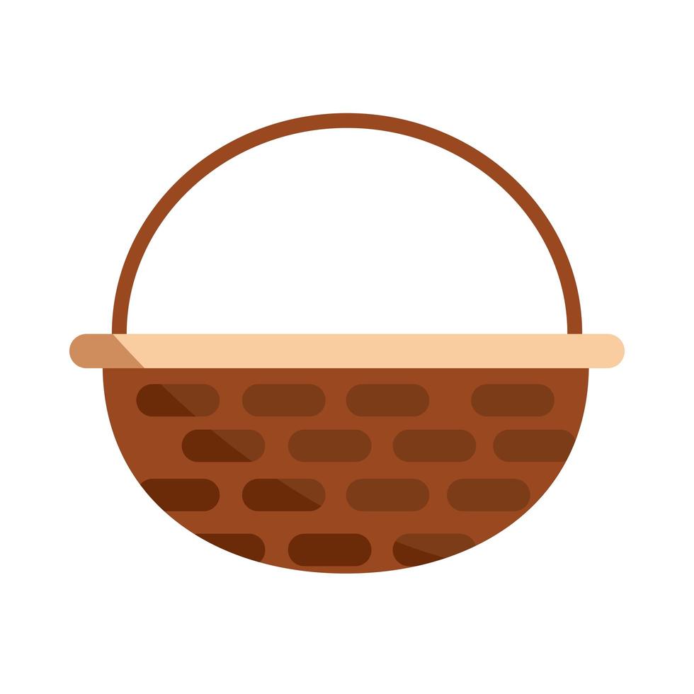 basket wicker handle ornament flat icon with shadow vector