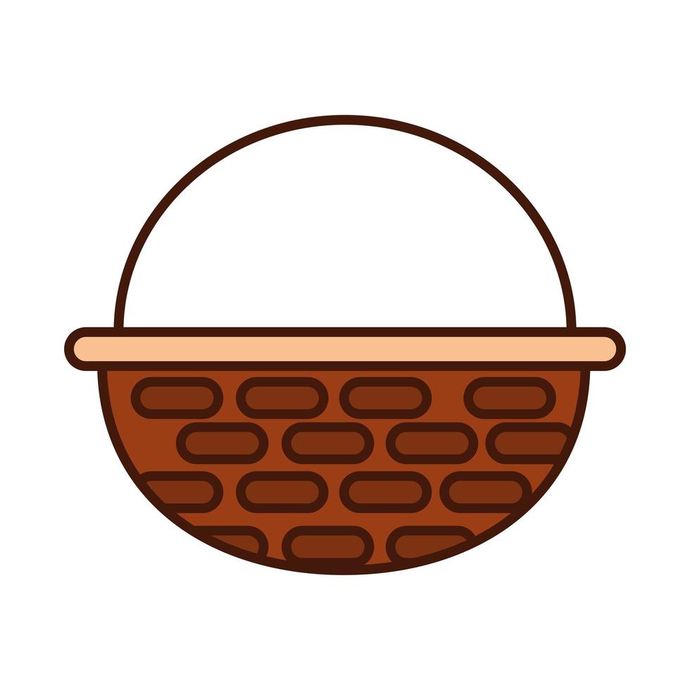 basket wicker handle ornament line and fill icon vector