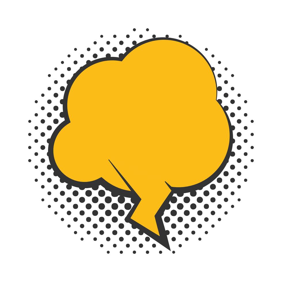 pop art speech bubble halftone style yellow cloud flat design white background vector