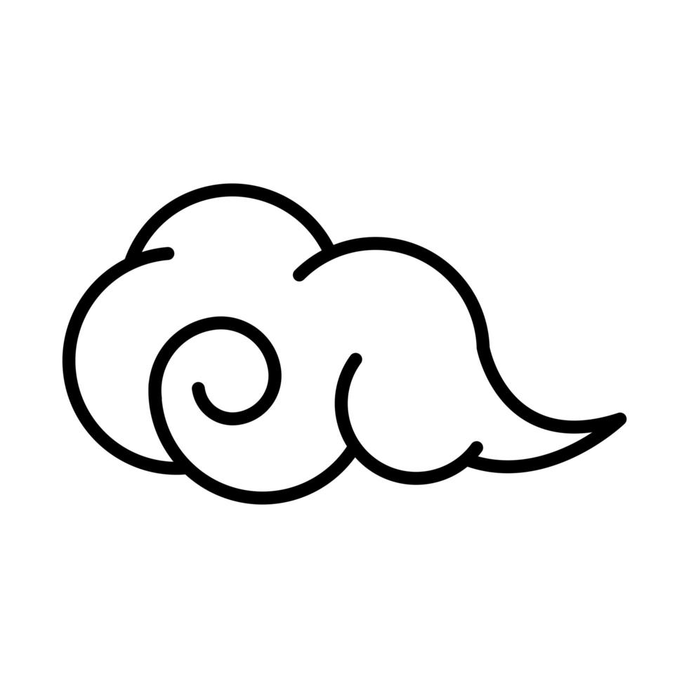 curly cloud sky white background linear style icon vector