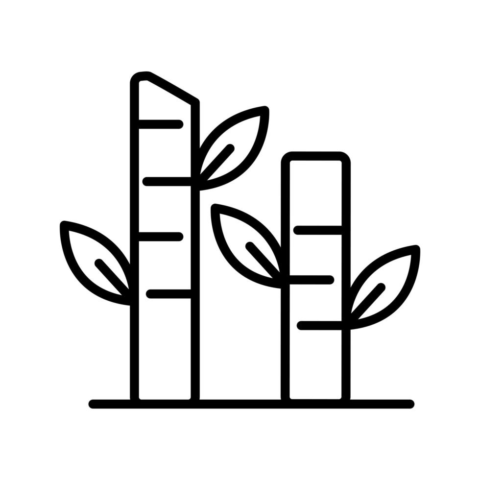 bamboo chinese tree nature white background linear style icon vector