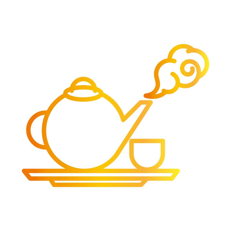 teapot and cup cartoon gradient style icon vector