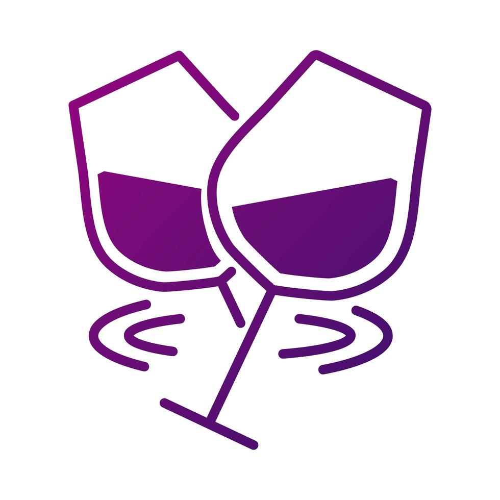 wine cups toasting gradient style icon vector
