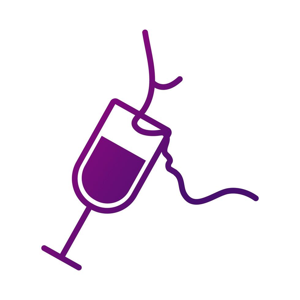 perfil bebiendo vino copa bebida estilo icono degradado vector