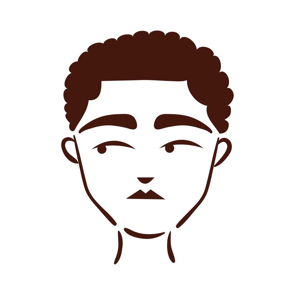 icono de estilo de silueta de etnia joven afro hombre vector