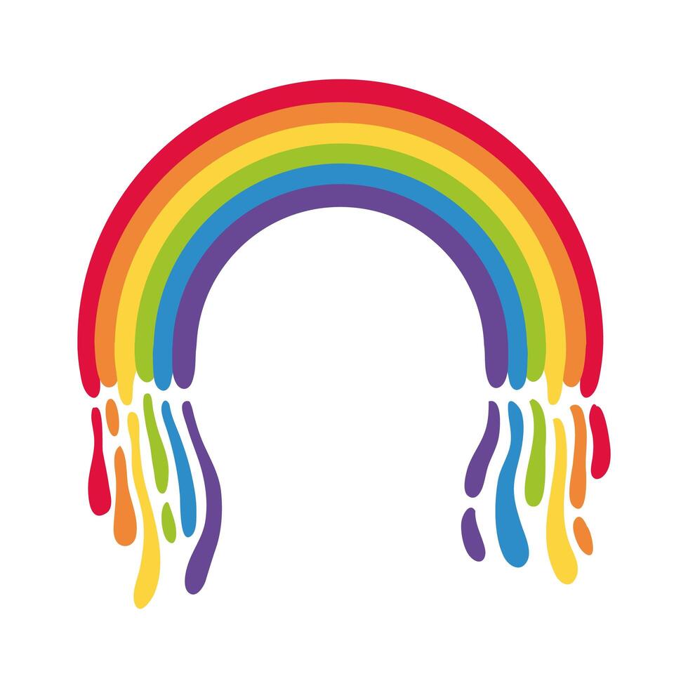 lindo icono de estilo plano del clima del arco iris vector